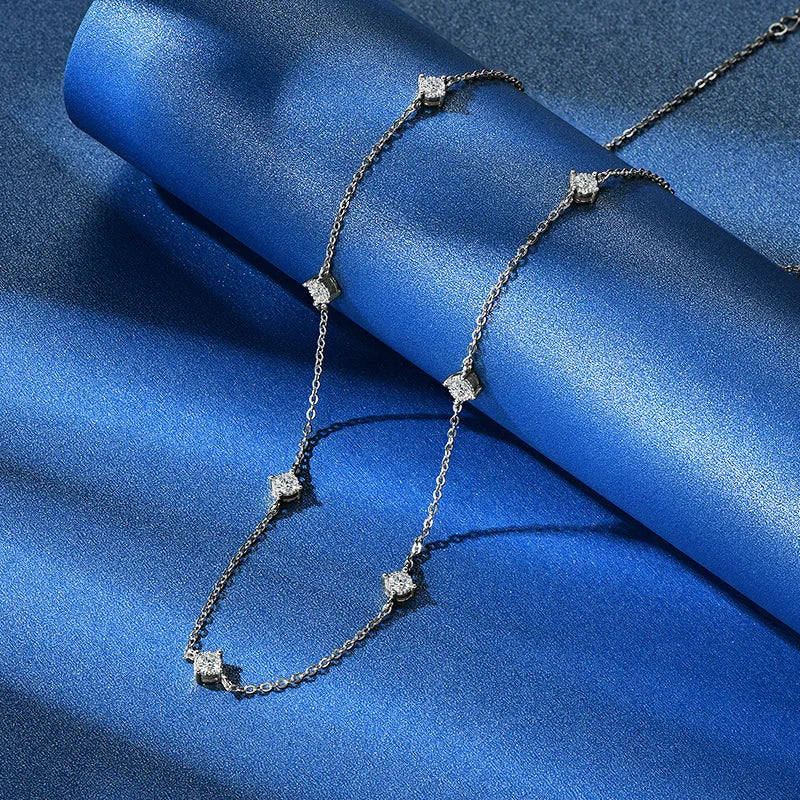 Collar Plata 925 Sterling Silver Choker Necklace For Women Round Cut 3mm Moissanite Necklaces Clavicle Chain Jewellry Gift