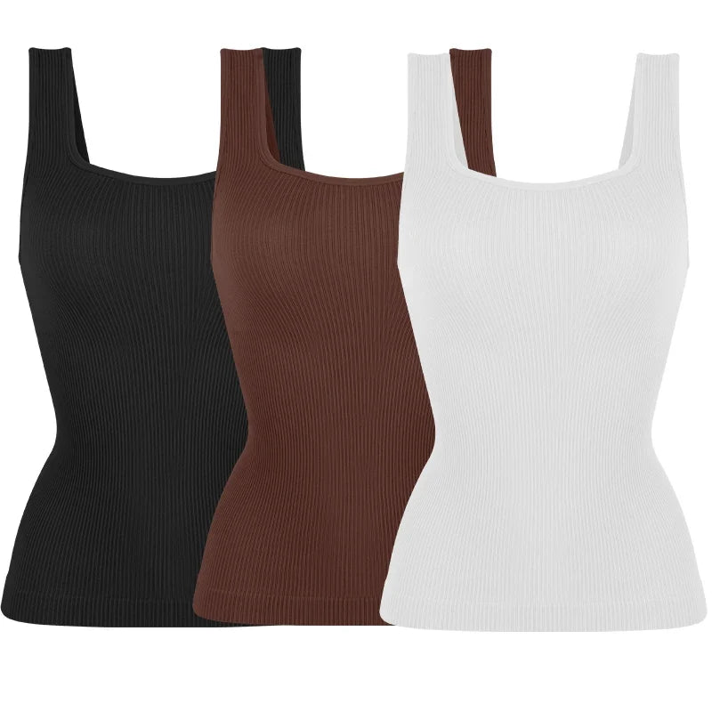 3PCS Square Neck Shapewear Tank Tops for Women Shapewear Tank Tops for Women Compression Tanks Body Shaper Camisole Cami Tops