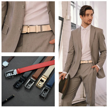 DOOPAI New Mens Belt Hollow Automatic Mens Belt Genuine Leather Luxury Belt  For Men Belt Male Strap Male Metal Automatic Buckle