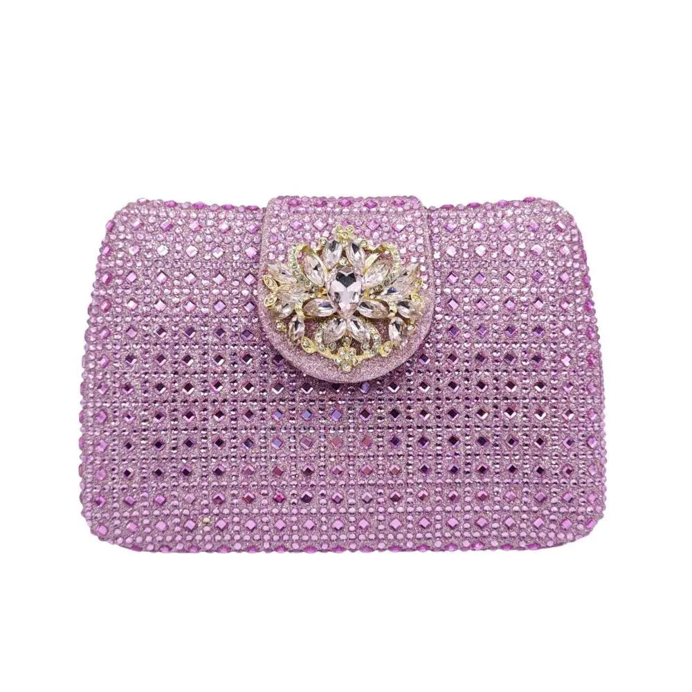 Sparkling Rhinestone Clutch Bag Lady Crystal Evening Purse Luxury Metal Handle Chain Handbag Wedding Party Dinner Diamond Bags