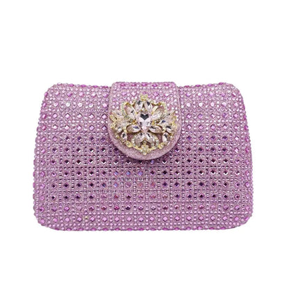 Sparkling Rhinestone Clutch Bag Lady Crystal Evening Purse Luxury Metal Handle Chain Handbag Wedding Party Dinner Diamond Bags
