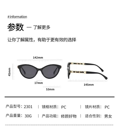 2025 New Fashion Cat Eye Sunglasses Women Hollow Chain Legs Sun Glasses Ladies Classic Goggle Oculos De Sol UV400 Sunshade
