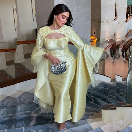 Customized Unisex Pleat Mermaid Scoop Neck Midi Dresses Bespoke Occasion Dresses Chinese Style Formal Casual Simple Retro Fashio