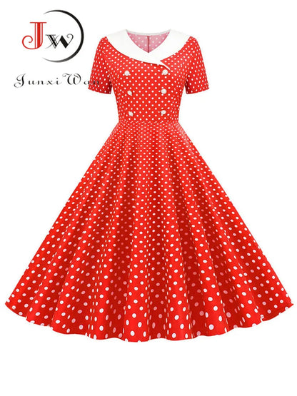 Summer Midi Dress Women Elegant Pink Vintage Party Sundress Casual Peter pan Collar Short Sleeve Dress