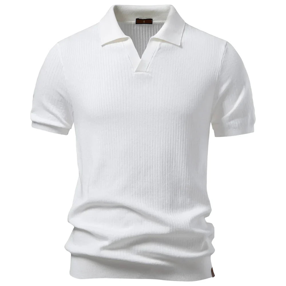 Men's Classic Polo Shirt Solid Color Breathable Elegant Casual Luxury Old Money Style for Men