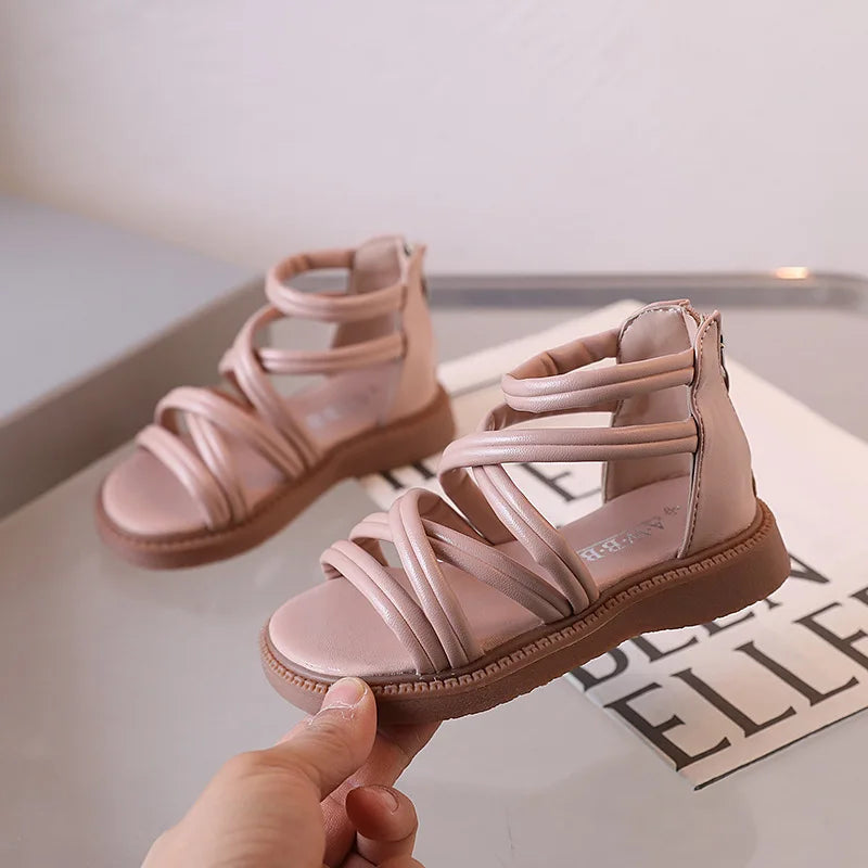 Sweet Princess Shoes for Little Girls 2026 Summer New Fashion Korean Edition High Top Roman Sandals for Girls