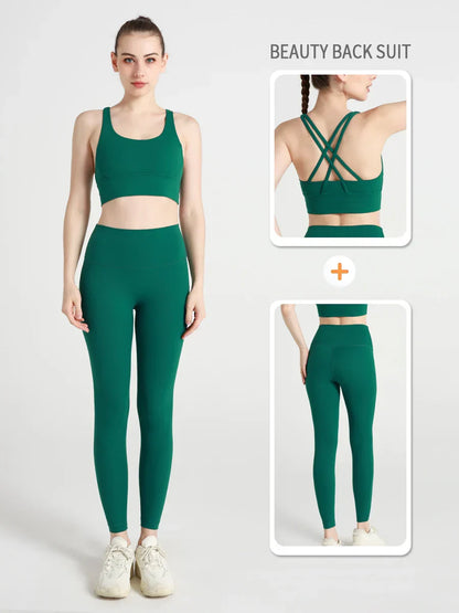 2 Piece Yoga Clothes Women's Tracksuit Athletic Wear Pilates Fitness Suit Gym Workout Push Up Clothes Sports Bra Leggings Suit