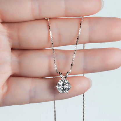 Certified Multi-size Round Moissanite Solitaire Pendant Necklaces 925 Sterling Silver Necklace For Women Jewellry Gifts