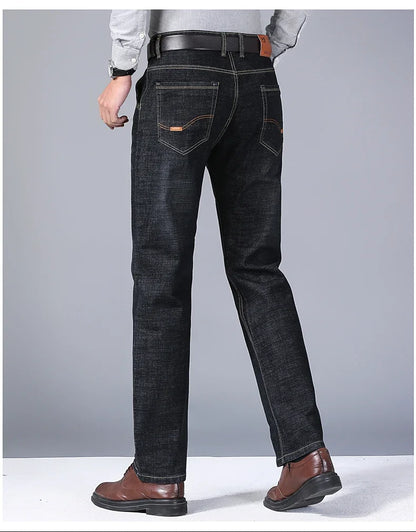 Men Fashion Straight Jeans Mens 2024 New Stretch Slim Fit Pants Comfortable Soft Business Denim Trousers Male Brand Clothing