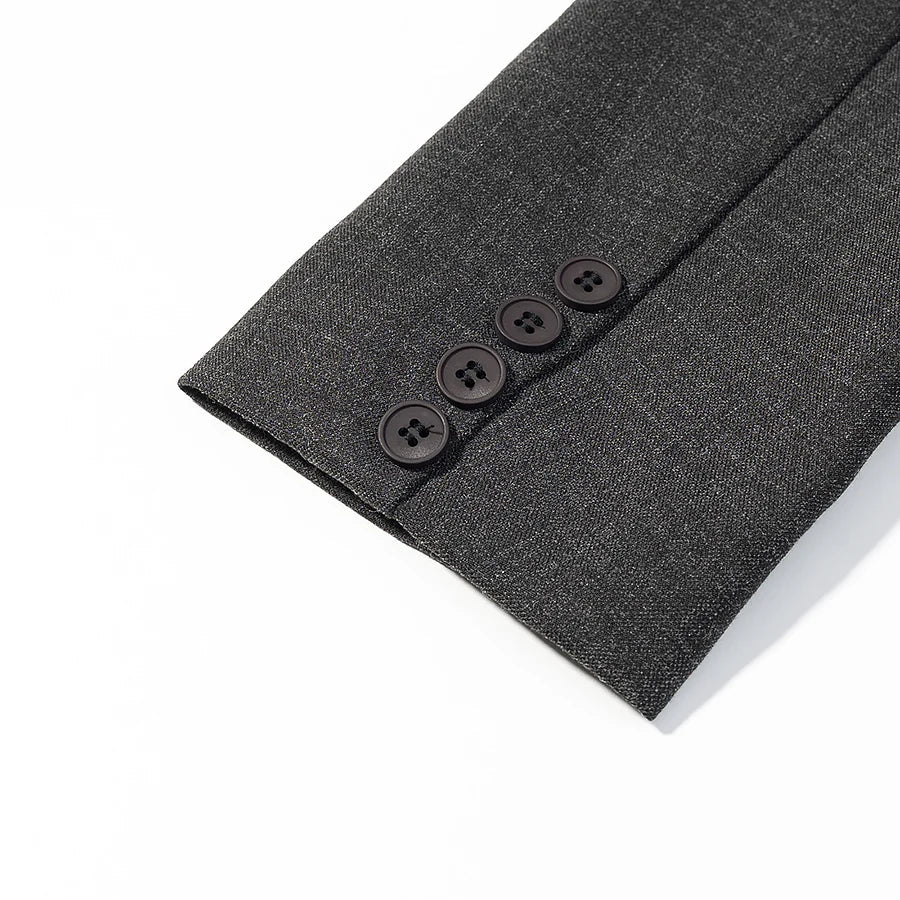 Women Casual Asymmetrical Dark Grey Blazer One Button Long Sleeve Jacket Coats 2026 Trend Vintage Solid Office Blazers