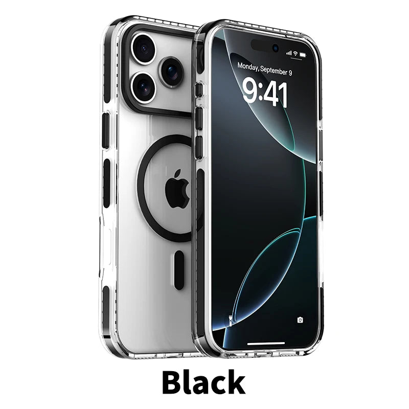 Luxury PE Striped Border HD Phone Case for iPhone 17 Air 16 15 14 Plus 13 12 Pro Max for Magsafe Magnetic Wireless Charge Cover