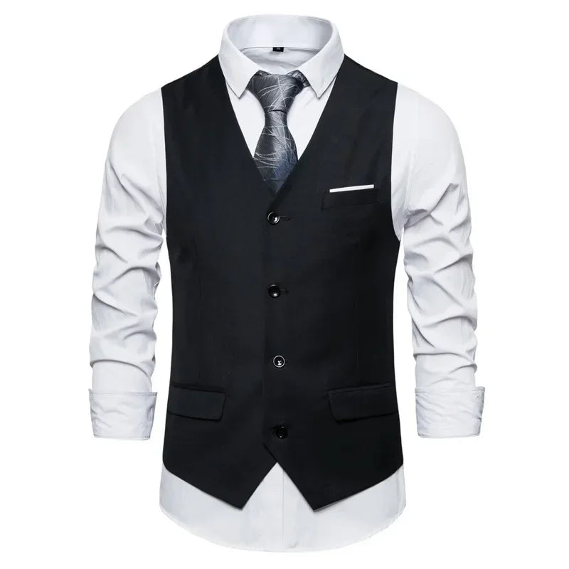 Blue Suit Vest, Men's Business Sleeveless Vests Jacket, Asian size S-6XL, Wedding Party Waistcoat, Red Purple Black Gray