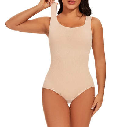 Women's Wide Strap Tummy Control Shapewear Bodysuit Comfortable Non-Slip Fitness Wear for Abdomen Toning Stylish Daily Wear Outf
