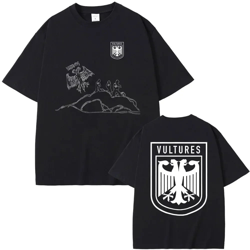 Rapper Kanye West Vultures New Music Album Graphic T Shirts Men Women Hip Hop Fashion Oversized T-shirts Male 100% Cotton Tshirt