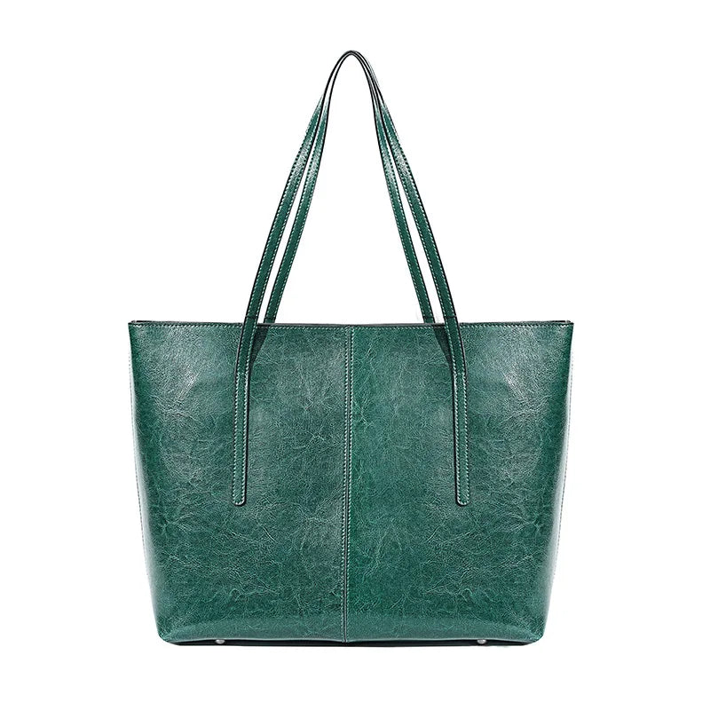 New Coffee Women Handbag 100% Genuine Leather Ladies Shoulder Purse Ladies Black Tote Bag Large Capacity Shopper Bags Brown