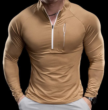 2024 New Men's Sports Gym Fitness Tops Running Training Clothes Round Neck Quick-drying Breathable Long-sleeved T-shirt Autumn
