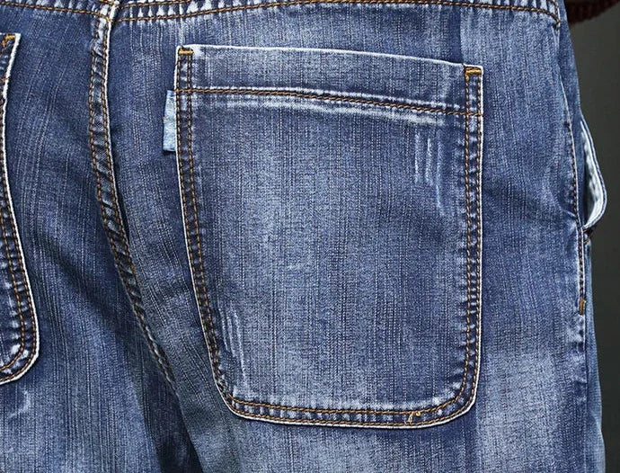 Male Cowboy Pants Straight Trousers with Pockets Blue Jeans for Men Retro Baggy Buggy Autumn Clothing Washed Original Winter Xs
