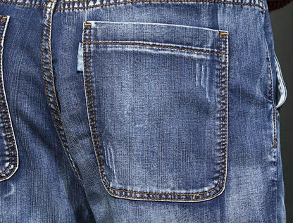 Male Cowboy Pants Straight Trousers with Pockets Blue Jeans for Men Retro Baggy Buggy Autumn Clothing Washed Original Winter Xs