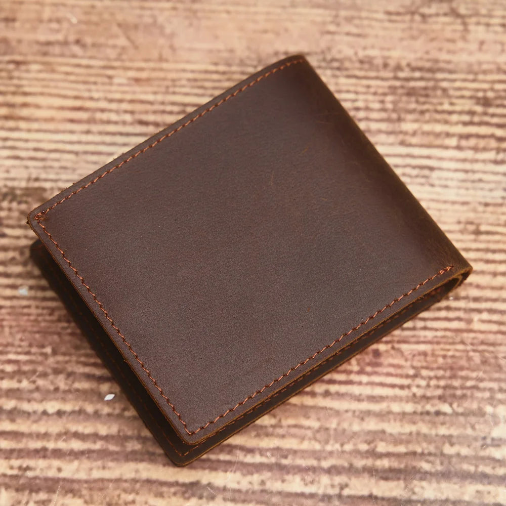 Genuine full-grain leather wallet, vintage men's wallet, stylish business card holder, the perfect gift for men