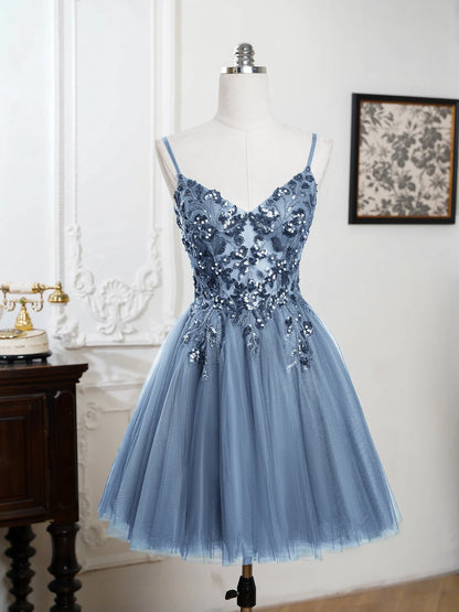 Sling Evening Dresses Sexy Spaghetti Straps V-Neck Illusion Sequins Appliques Prom Dress A-Line Train High Split Gowns