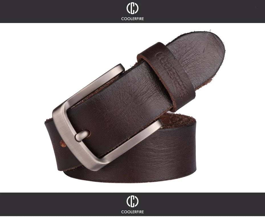 Genuine Leather Belt For Man 100% Real Genuine Cowskin Top Layer Leather Men Belts Designer Fashion High Quality Waistband TM053