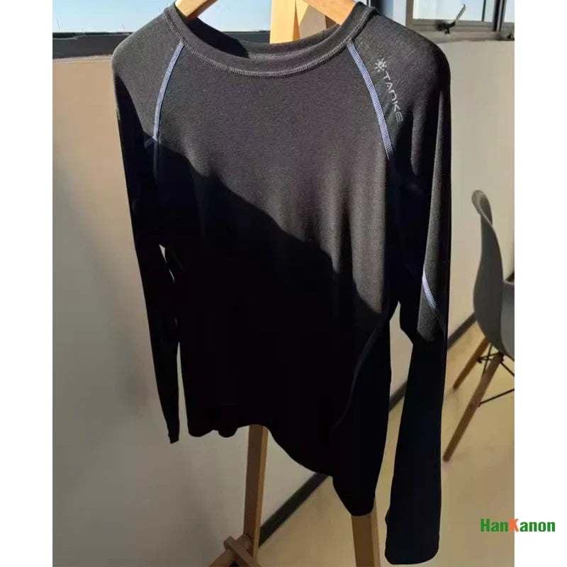 Unisex All-Season Outdoor Sports Long Sleeve Base Layer: Wool & Lyocell Blend, Breathable & Moisture-Wicking