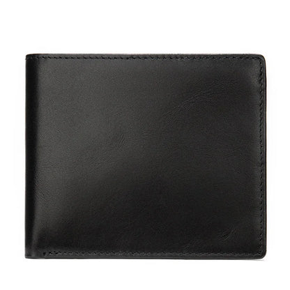 MACHOSSY Hot Soft Genuine Leather Wallet Men's Oil Cow Leather Wallets Man Small Card Holder Wallets Black Short Purse for Male