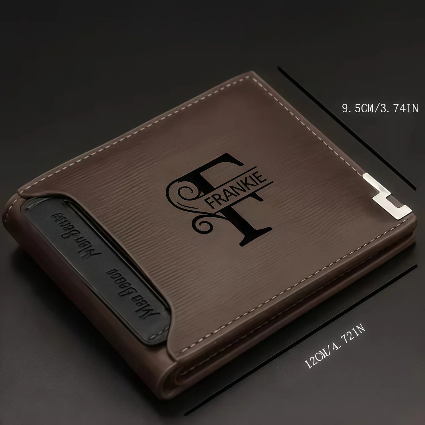 Personalized Wallet for Men Custom Wallets for Men Engraved Letter Name Leather Wallet Bifold Custom Gifts for Dad/Husband