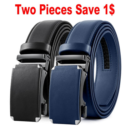 Mens Leather Belt  Automatic Genuine Leather Belts Leisure Fashion Ratchet Belts for Men Pants Waistband Ремень