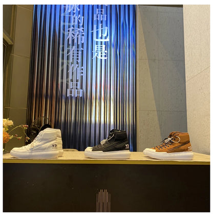 New Fashion High-top Casual Shoes Men Platform White Ankle Boot in Canvas Zipper Ornament Sneaker Boots Handcrafted Man Footwear