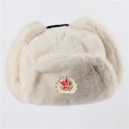Trooper Hat with Emblem Earflap gorro ruso sovietico  winter hat Thick Warm Winter Outdoor Cap for Men Women Hiking Skiing