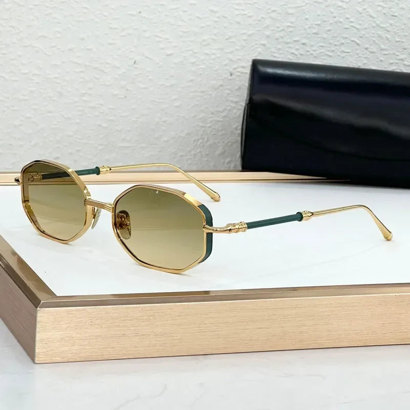 Ins Designer Alloy Sunglasses Square Germany Crafted Brand Luxury Design High Quality UV400 Classical Retro Eyeglasses with Case