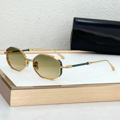 Ins Designer Alloy Sunglasses Square Germany Crafted Brand Luxury Design High Quality UV400 Classical Retro Eyeglasses with Case