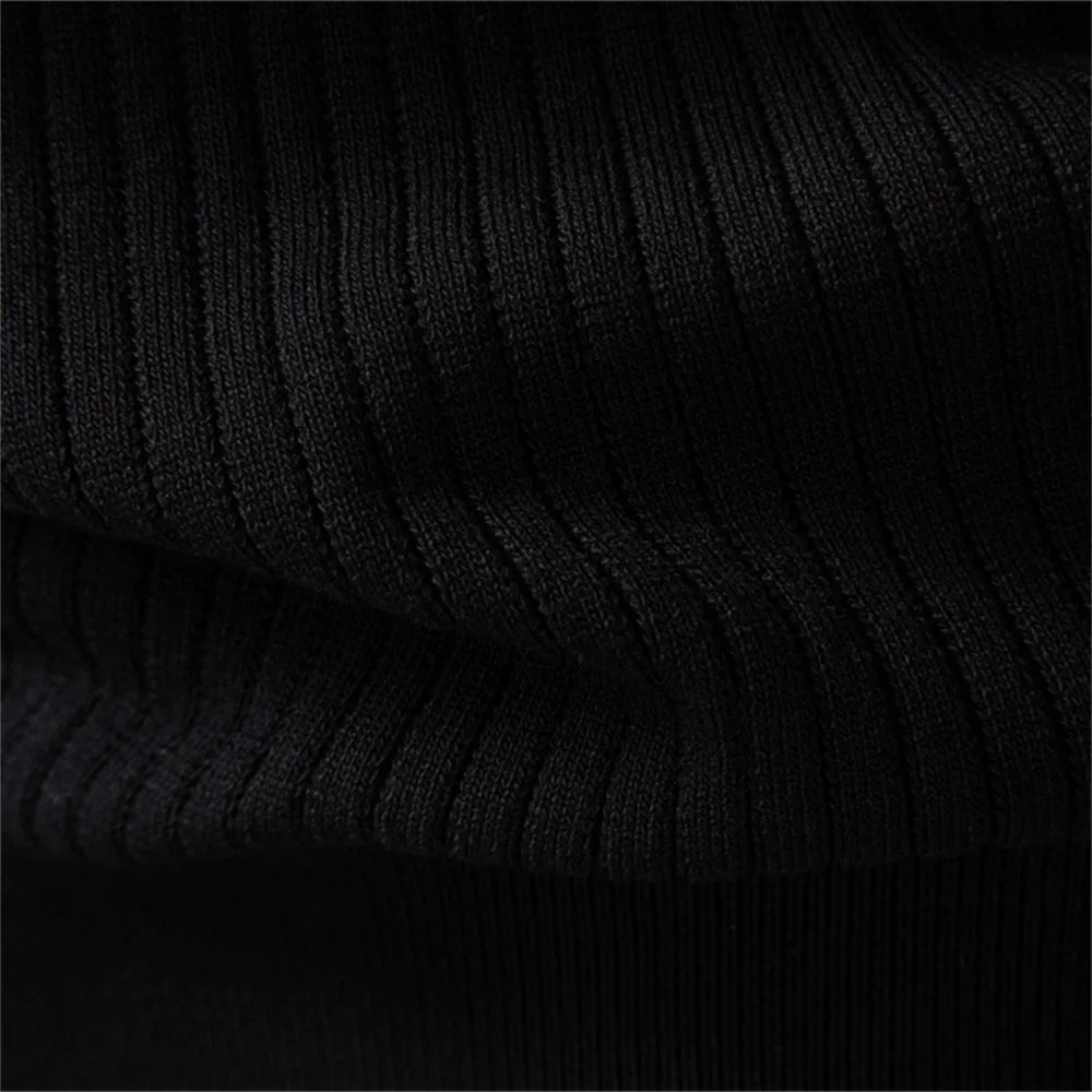 Men's Long Sleeve T-shirt Fall Winter Fashion Knit Slim Fit Polo Sweater Riibed Henry Collar Sweatershirt for Man