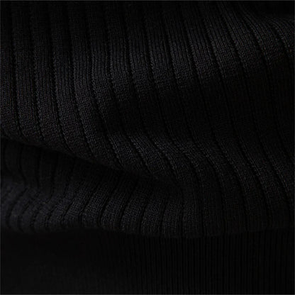 Button Placket Polo Shirt Men Ribbed Stripe Long Sleeve Contemporary Fit Minimalist Autumn Winter Premium Business Top