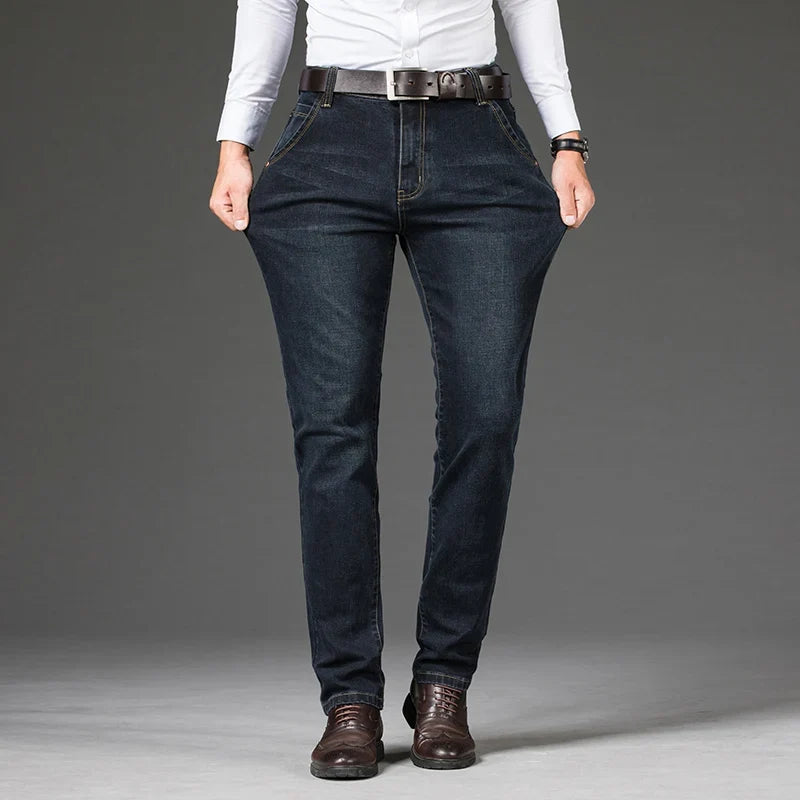 Plus Size 28-46 Spring Autumn Classic Business Trousers Male Brand Men's Fashion Casual Jeans Straight Elasticity Denim Pants