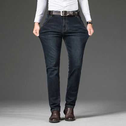 Plus Size 28-46 Spring Autumn Classic Business Trousers Male Brand Men's Fashion Casual Jeans Straight Elasticity Denim Pants