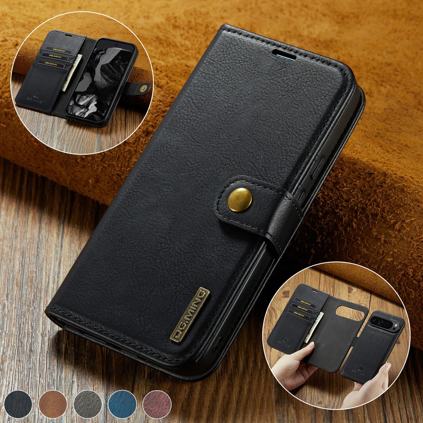 For Google Pixel 6 7 8 9 10 Pro XL/Pixel 5A 6A 7A 8A 9A Magnetic Detachable Cover 2in1 Flip Leather Wallet Phone Case