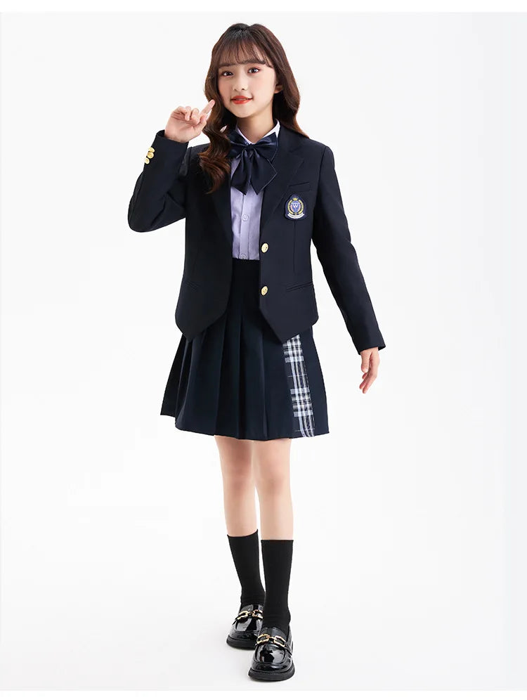 Children School Uniform Girls Jacket Pleated Skirt Suits Boys Formal Dress Toddler Student Clothes Sets Kids Korean Class Outfit