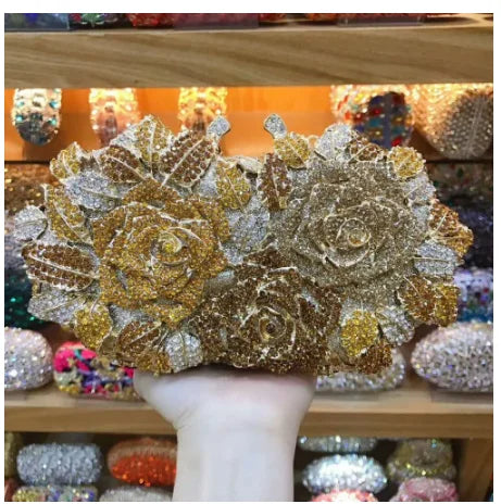 Golden Silver Color Stones Money Clutch Bag Women Crystal Clutches Bridal Handbags Wedding Party Cocktail Minaudiere Bag Purse