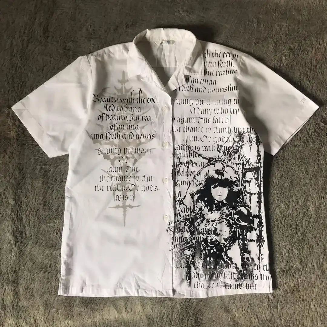 Mens Gothic Style Black White Graphic Text Print Casual Basic T Shirt Street Urban Summer Teen Youth Short Sleeve Comfortable
