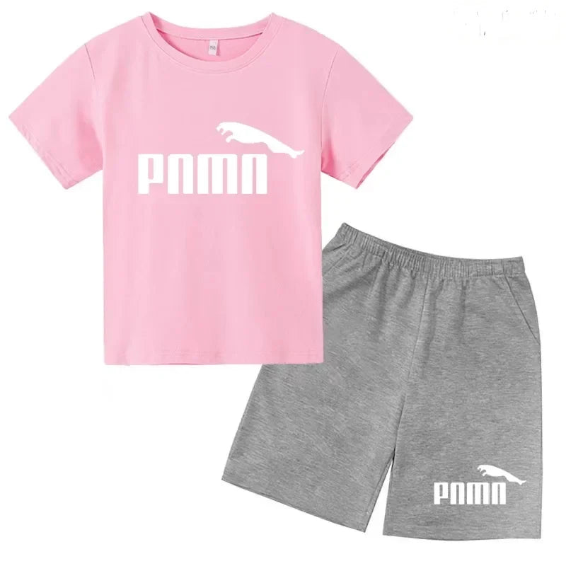 Des vêtements esthétiques pour les enfants de 3 à 12 ans, T-shirt imprimé avec des lettres, blouse à manches courtes et pantalon