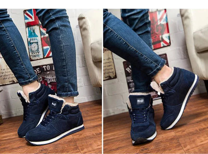 Men Boots Waterproof Winter Boots Men Lightweight Hight Top Leather Shoes Plus 48 No Slip Warm Snow Boots Plush Women Footwear