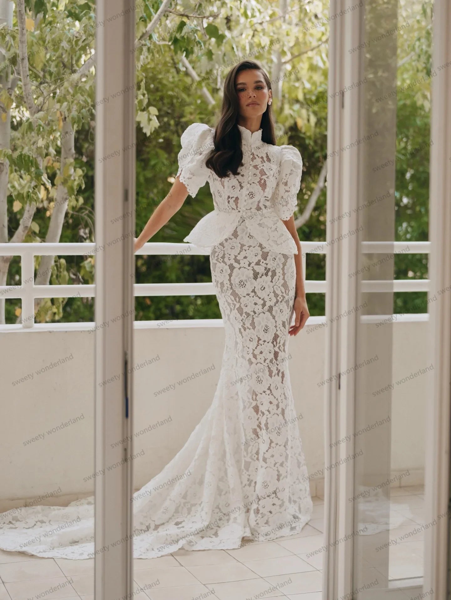 2 Pcs Evening Dresses Short Sleeves Lace Jacket Transparent Mermaid Prom Dress Elegant Party Gown Gala Vestidos Customized