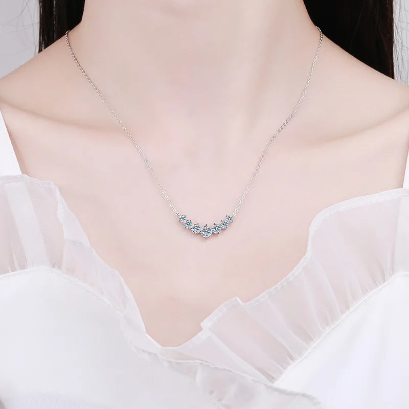 Necklace for Woman Wedding Fine Jewely with Certificates 925 Sterling Sliver Plated 18k White Gold Necklace
