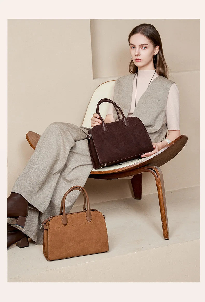 2026 Fall Winter Suede Leather Spacious Crossbody Tote Bag Simple Commuting Handheld Single Shoulder Bag Premium Women's Handbag