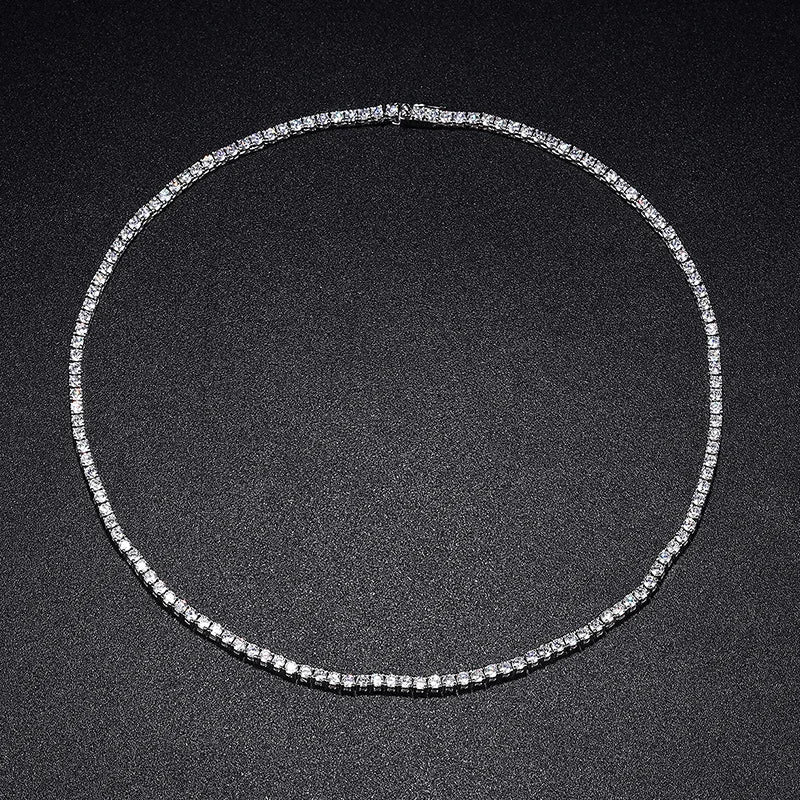 Sparkling Real Full 2.5/3/4/5mm D Color Moissanite Tennis Necklace for Women S925 Silver Diamond Neck Chain Necklaces Gift