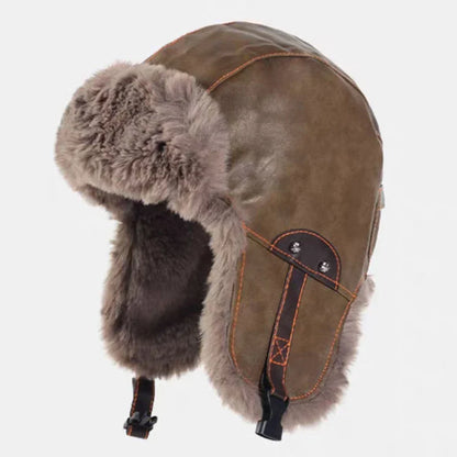 Bomber Hat New PU Leather Winter Hats for Men Women Waterproof Snow Ski Trapper Earflap Cap Male Female Russian Fur Hats