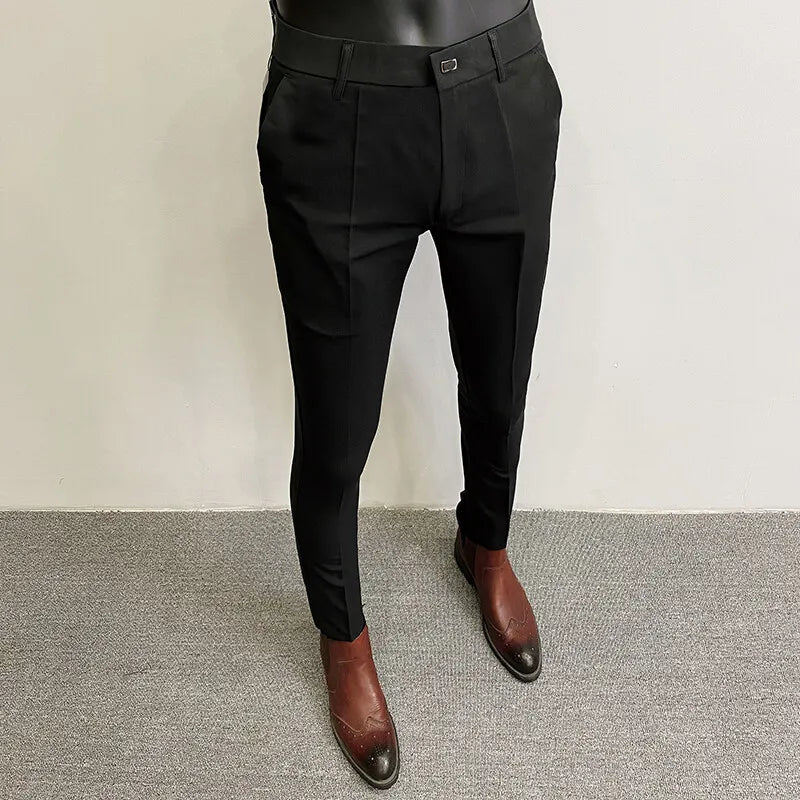 2026 Spring Summer Men's Casual Pants Formal Business Men Solid Color Slim Fit Office Social Trousers Wedding Party Suit Pants