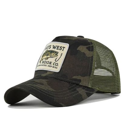 High Quality Fishing Embroidery Baseball Cap for Men Women Outdoor Fishing Snapback Mesh Hat Breathable Sunshade Dad Trucker Hat